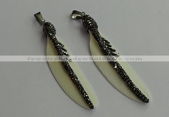 CGP650 18*75mm feather bone pendants wholesale