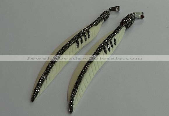 CGP655 18*95mm feather bone pendants wholesale