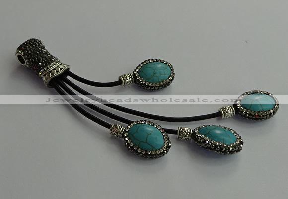 CGP668 15*20mm oval turquoise tassel pendants wholesale