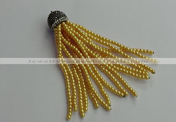 CGP678 3mm round handmade glass beaded tassel pendants wholesale