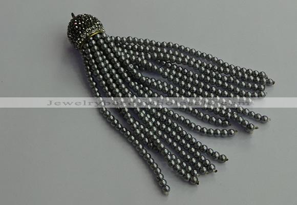 CGP679 3mm round handmade glass beaded tassel pendants wholesale