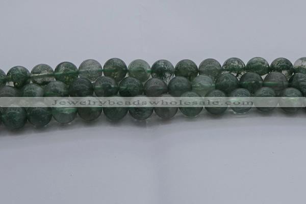 CGQ515 15.5 inches 14mm round matte imitation green phantom quartz beads