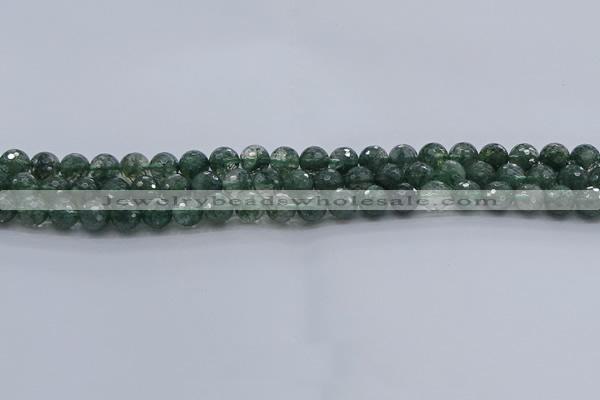 CGQ521 15.5 inches 6mm faceted round imitation green phantom quartz beads