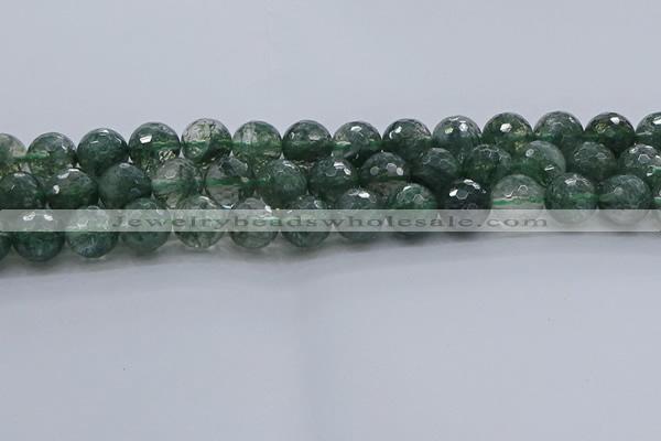 CGQ524 15.5 inches 12mm faceted round imitation green phantom quartz beads