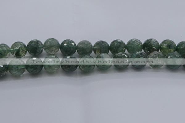 CGQ526 15.5 inches 16mm faceted round imitation green phantom quartz beads