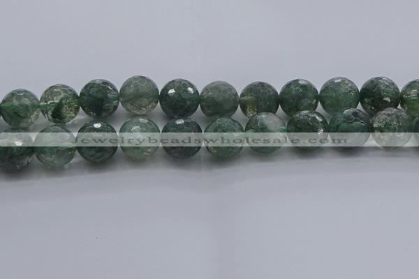 CGQ527 15.5 inches 18mm faceted round imitation green phantom quartz beads