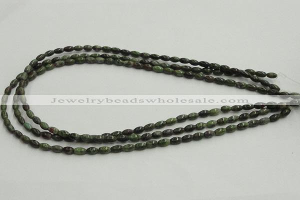 CGR06 16 inches 4*6mm rice green rain forest stone beads wholesale