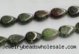 CGR08 16 inches 8*12mm flat teardrop green rain forest stone beads