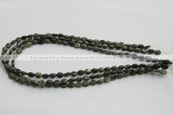 CGR10 16 inches 6*8mm oval green rain forest stone beads wholesale