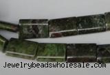 CGR35 15.5 inches 10*14mm flat tube green rain forest stone beads