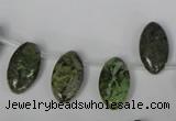 CGR40 Top-drilled 10*18mm marquise green rain forest stone beads