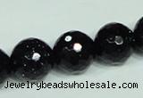 CGS109 15.5 inches 16mm faceted round blue goldstone beads wholesale