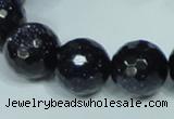 CGS110 15.5 inches 18mm faceted round blue goldstone beads wholesale