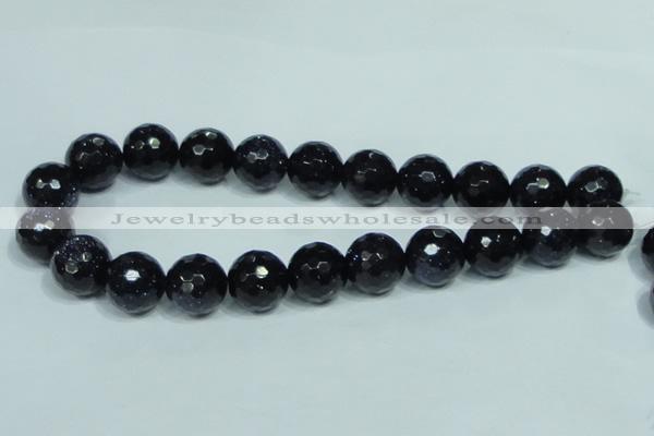 CGS110 15.5 inches 18mm faceted round blue goldstone beads wholesale