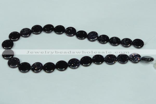 CGS122 15.5 inches 15mm flat round blue goldstone beads wholesale