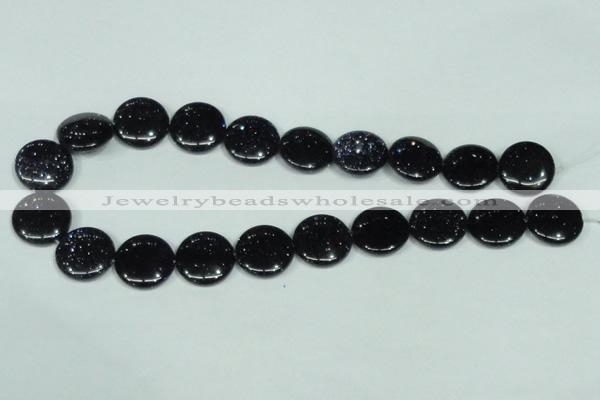 CGS123 15.5 inches 20mm flat round blue goldstone beads wholesale