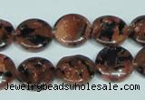 CGS208 15.5 inches 14mm flat round blue & brown goldstone beads wholesale