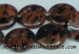 CGS210 15.5 inches 20mm flat round blue & brown goldstone beads wholesale