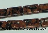 CGS217 15.5 inches 13*18mm rectangle blue & brown goldstone beads