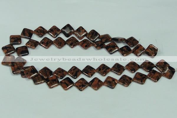 CGS219 15.5 inches 14*14mm diamond blue & brown goldstone beads