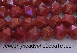 CGS451 15.5 inches 6mm faceted nuggets goldstone beads wholesale