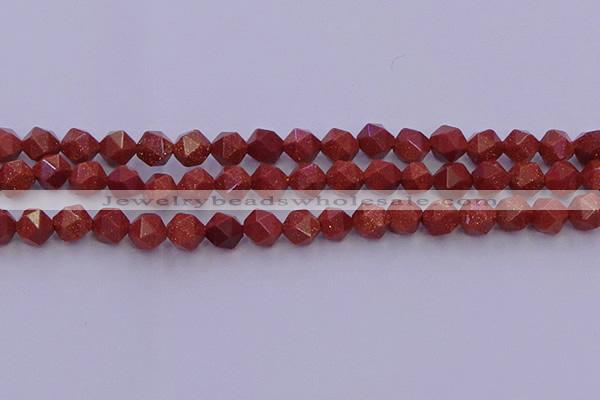 CGS452 15.5 inches 8mm faceted nuggets goldstone beads wholesale