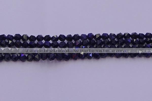 CGS456 15.5 inches 6mm faceted nuggets goldstone beads wholesale