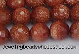 CGS473 15.5 inches 10mm faceted round goldstone beads wholesale