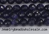 CGS478 15.5 inches 4mm faceted round blue goldstone beads