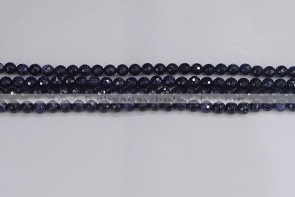 CGS478 15.5 inches 4mm faceted round blue goldstone beads