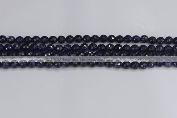 CGS479 15.5 inches 6mm faceted round blue goldstone beads