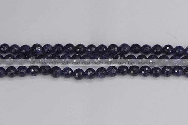 CGS480 15.5 inches 8mm faceted round blue goldstone beads