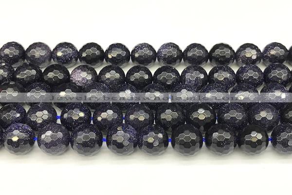 CGS497 15 inches 10mm faceted round blue goldstone beads