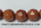 CGS89 15.5 inches 16mm faceted round goldstone beads wholesale