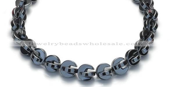 CHE10 16 inches 11mm curved moon shape hematite beads Wholesale