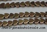 CHE1001 15.5 inches 6*6mm heart plated hematite beads wholesale