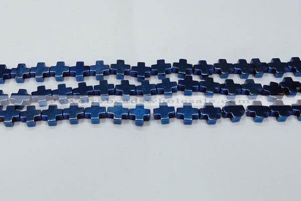 CHE1012 15.5 inches 10*10mm cross plated hematite beads wholesale