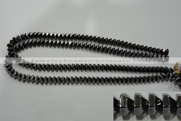 CHE135 15.5 inches 5*8mm pyramid hematite beads wholesale