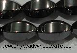 CHE142 15.5 inches 10*16mm faceted rice hematite beads wholesale