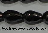 CHE155 15.5 inches 8*12mm faceted teardrop hematite beads