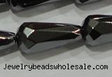 CHE156 15.5 inches 10*20mm faceted teardrop hematite beads