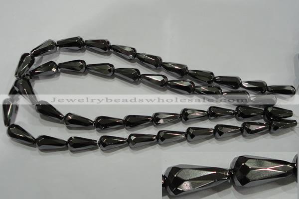 CHE156 15.5 inches 10*20mm faceted teardrop hematite beads