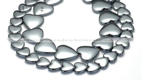 CHE16 16 inches 16mm & 25mm heart shape hematite beads Wholesale