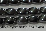 CHE160 15.5 inches 5*8mm twisted rice hematite beads