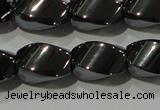 CHE163 15.5 inches 8*12mm twisted rice hematite beads