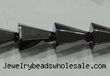 CHE175 15.5 inches 10*12mm faceted cone hematite beads wholesale