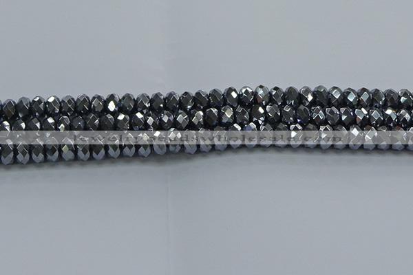 CHE2002 15.5 inches 5*8mm faceted rondelle hematite beads