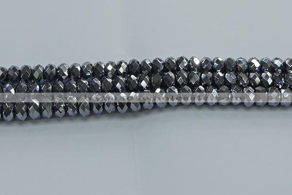 CHE2003 15.5 inches 6*10mm faceted rondelle hematite beads