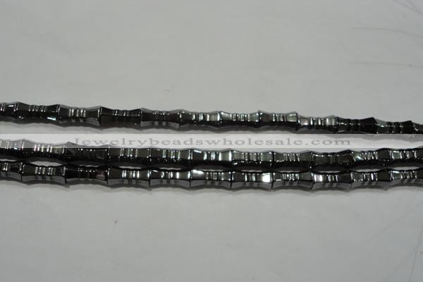 CHE208 15.5 inches 6*12mm bamboo hematite beads wholesale