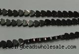 CHE266 15.5 inches 4*4mm heart hematite beads wholesale